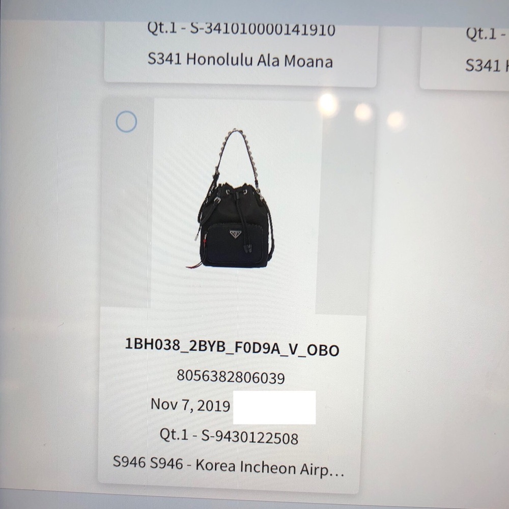 PRADA POCKET BUCKET BAG TESSUTO WITH STUDDED LEATHER - Picture 6 of 6